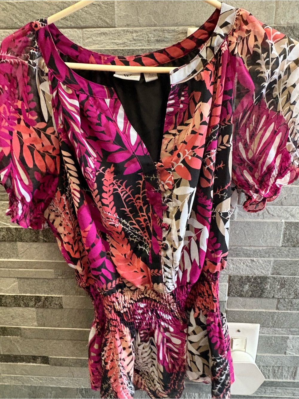 Worthington Pink Purple Floral Blouse